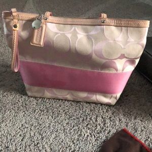 2 tone pink coach purse